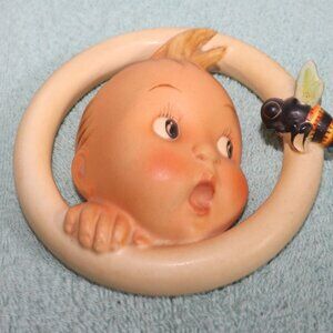Vintage  Hummel Goebel Ba Bee Ring Boy & Bee  Wall Plaque Germany 5"